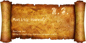 Matity Hannó névjegykártya
